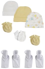 Baby Boy, Baby Girl, Unisex Infant Caps, Booties and Mittens (Pack of 8)