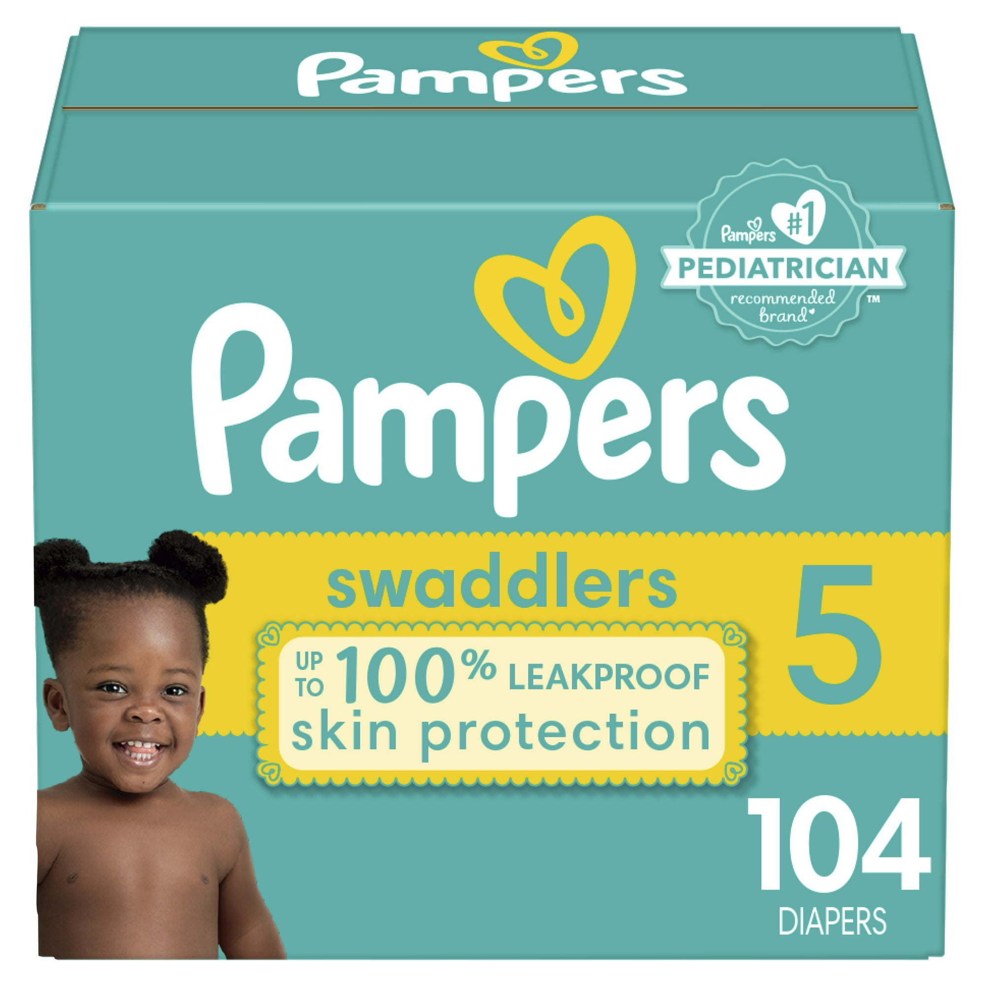 Pampers Swaddlers Diapers Enormous Pack Size 5, 104 Count Pampers Swaddlers Diapers Enormous Pack Size 5, 104 Count